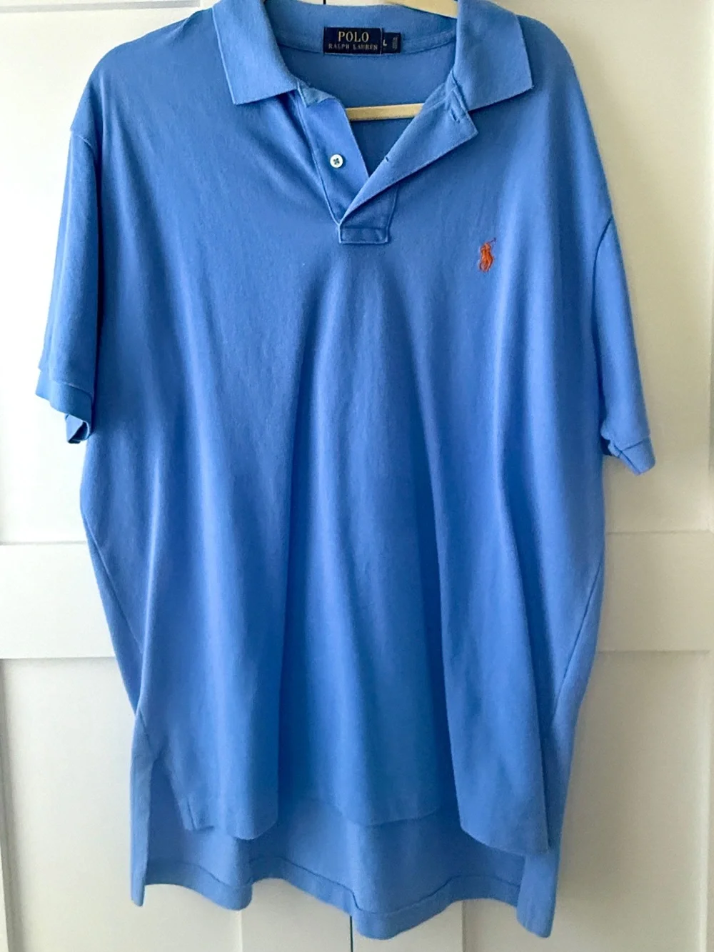 Ralph Lauren Blue Polo with Orange Pony Embroidery